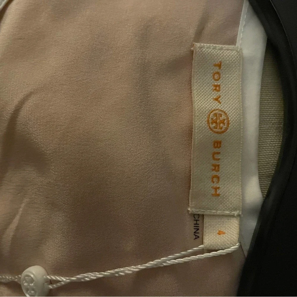 Tory Burch Mineral Pink & White Tie Front Top Medium